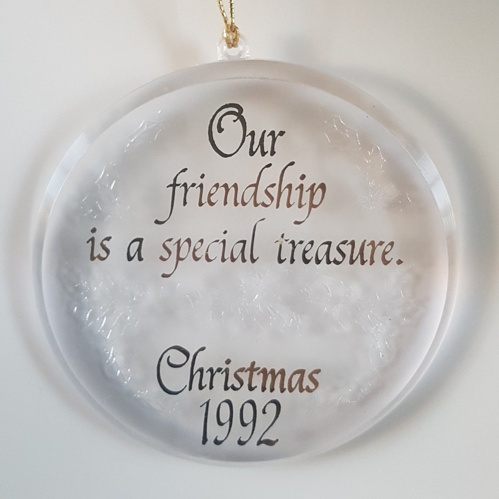 Glass Friendship Christmas 1992 Ornament